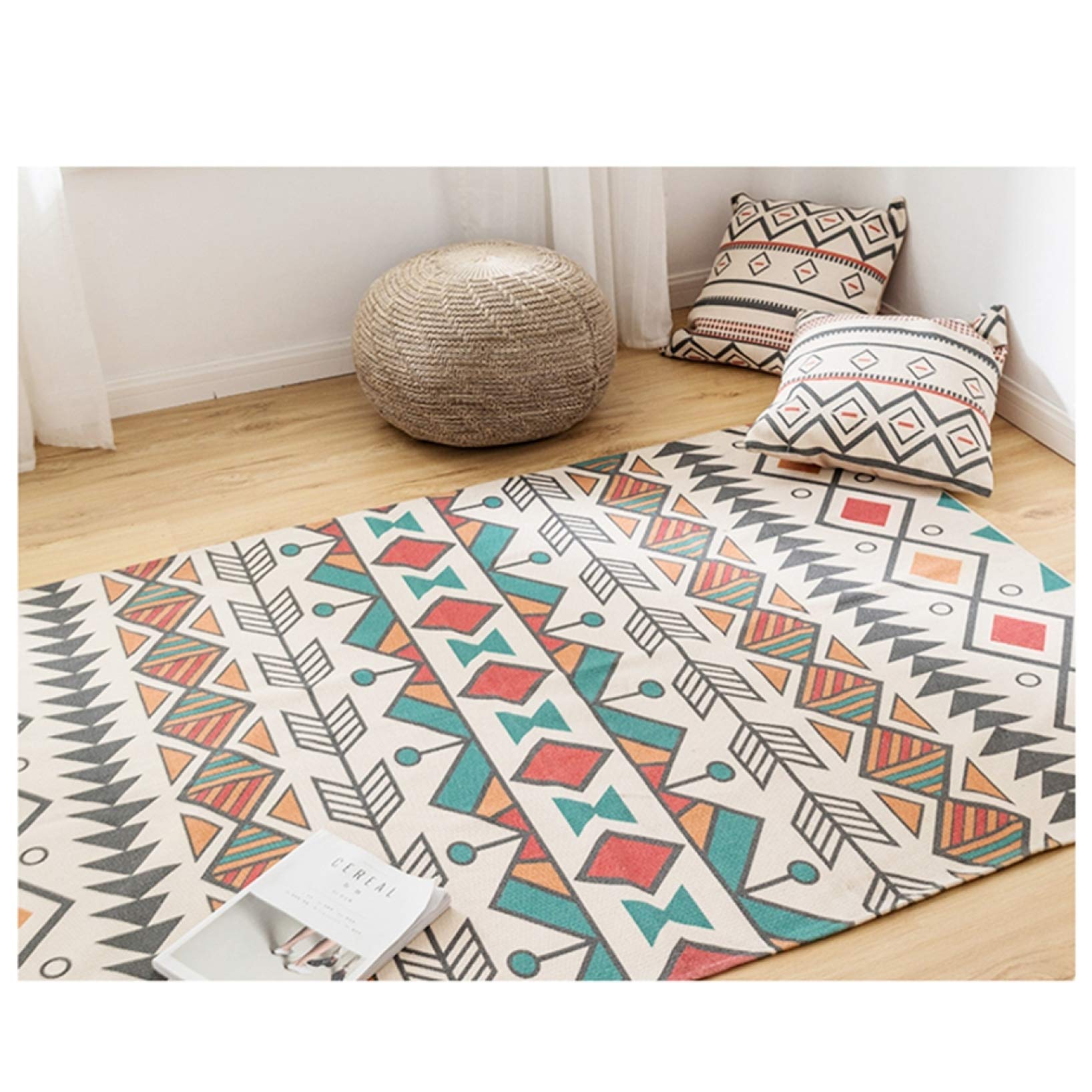 Amazon｜ラグ 綿麻 インド綿100％ ナチュラル 北欧 おしゃれ